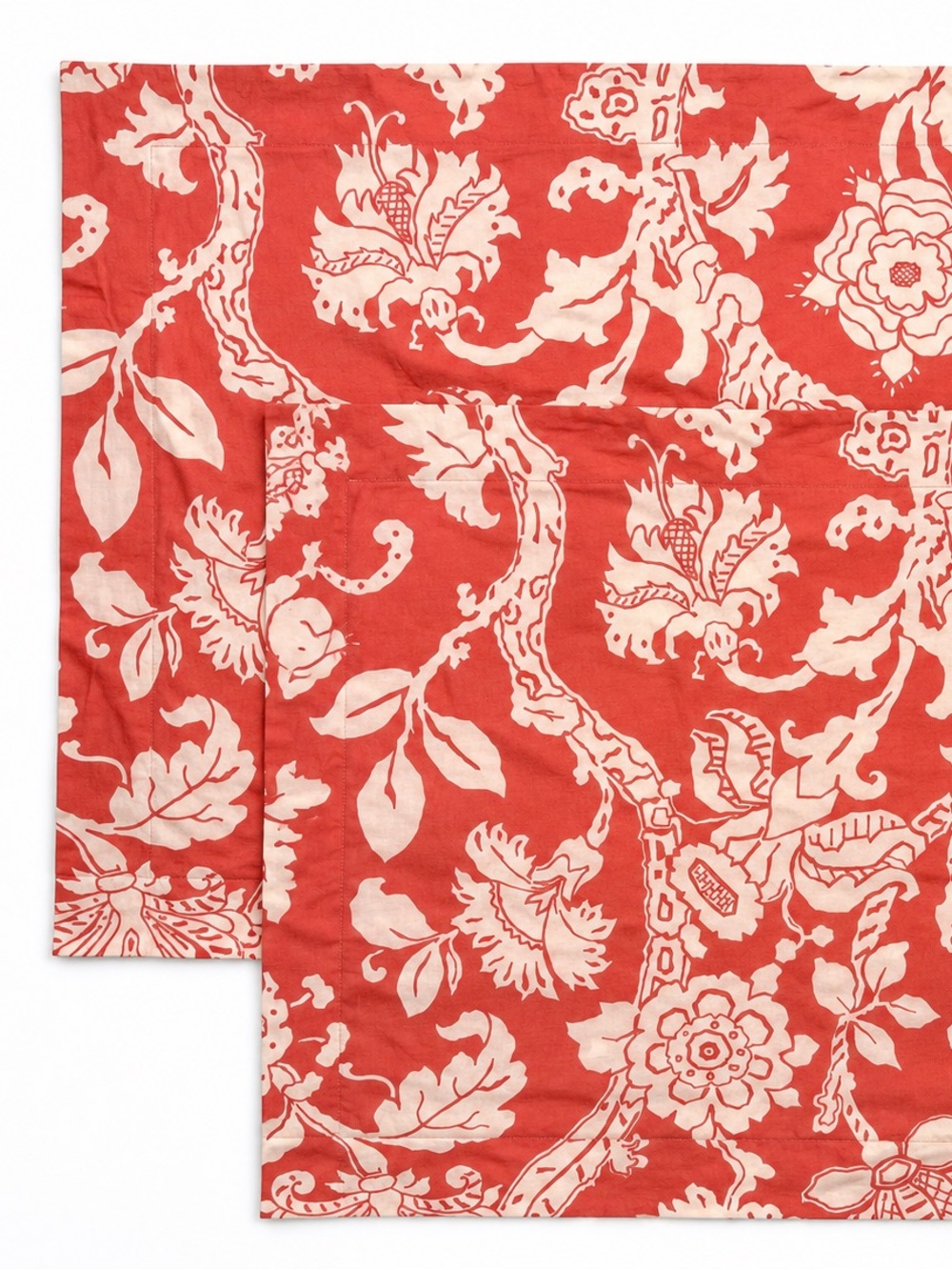 Pottery Barn Organic Cotton Standard Pillow Shams Set of 2 Coral Floral